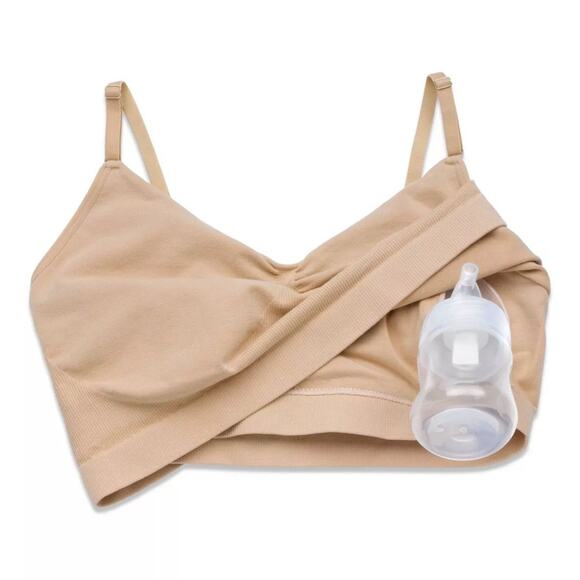 Boobie Women's Adaptive Pumping and Nursing Bralette Beige Size L/XL - Picture 1 of 3